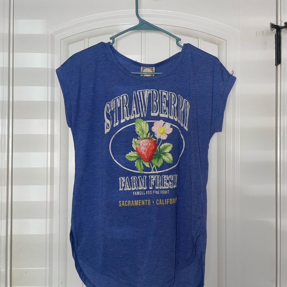 Blue Strawberry Graphic T-Shirt